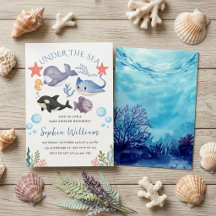 Douce Fête de Bébé Sous L'eau Aquarelle 