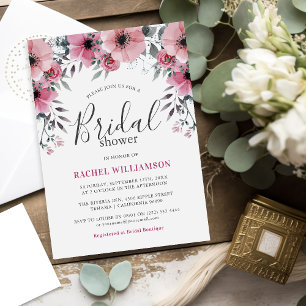 Invitation Douce Fête de Mariage Florale Aquarelle Élégante e