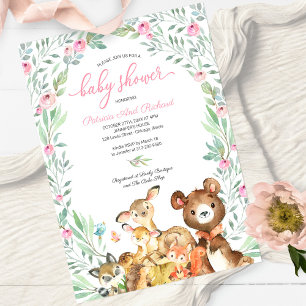 Invitation Douce Fête de Naissance Animaux de la Forêt