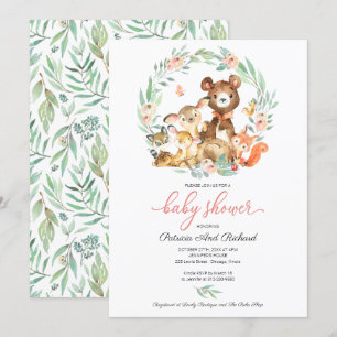 Invitation Douce Fête de Naissance Animaux de la Forêt