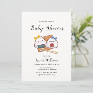 Invitation Douce Fête de Naissance Bébé avec un Nœud Japonais