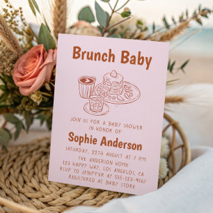 Invitation Douce Fête de Naissance Café & Crêpes Brunch