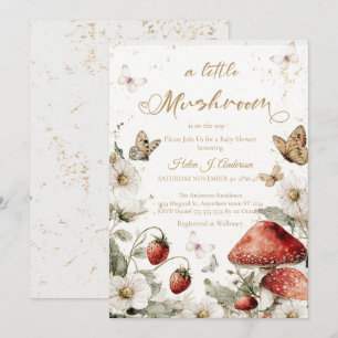 Invitation Douce Fête de Naissance Champignon et Baie 