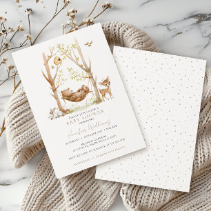 Invitation Douce Fête de Naissance d'Animaux de la Forêt pour