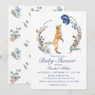 Invitation Douce Fête de Naissance de Renard de Forêt