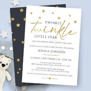 Invitation Douce Fête de Naissance Étoile Brillante Brillante