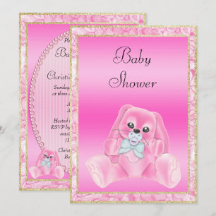 Invitation Douce Fête de Naissance Lapin aux Oreilles Tombant