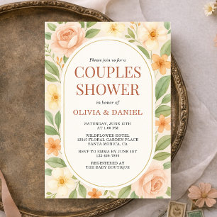 Invitation Douce Fête de Naissance pour Couples aux Motifs Fl