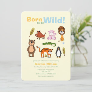 Invitation Douce Fête de Naissance Safari Colorée Née Pour Êt