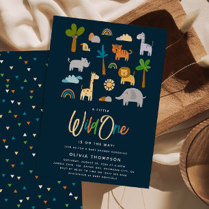 Invitation Douce fête de naissance Safari Jungle Animal Sauva