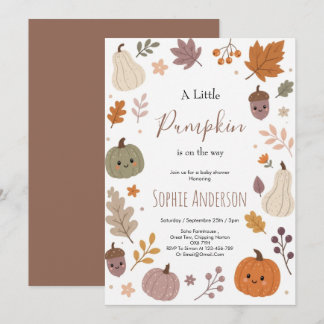 Invitation Douce Fête de Naissance sur le Thème de l'Automne