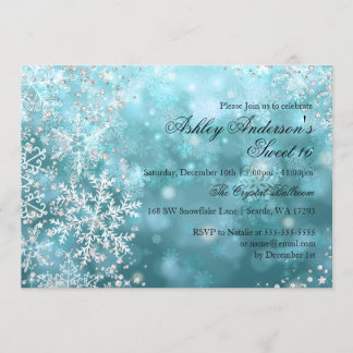 Invitation Douce fête des 16 ans Winter Wonderland Étincelles