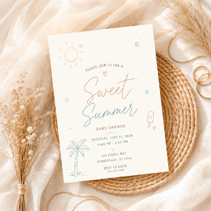 Invitation Douce fête d'été tropicale dessinée à la main pour