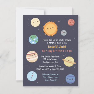 Invitation Douce Fête Prénatale Système Solaire Soleil Planèt