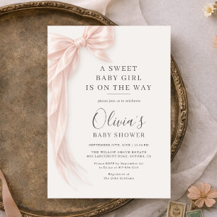 Invitation Douce Fille Bébé Arc Rose Baby Shower