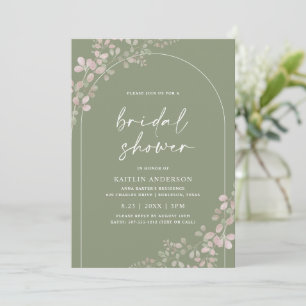 Invitation Douce Fleurie Verte Bohème Arche Fête de Mariage