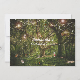 Invitation Douce forêt enchantée de la fée oiseau renard écur