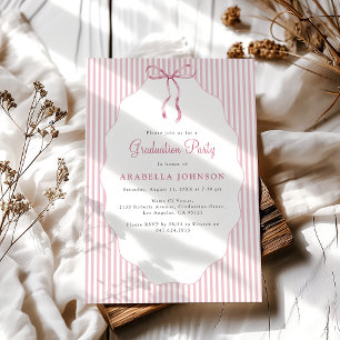 Invitation Douce graduation rose à rayures fines