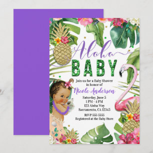 Invitation Douce Hawaïenne Aloha Tropicale Bébé Vintage Douch
