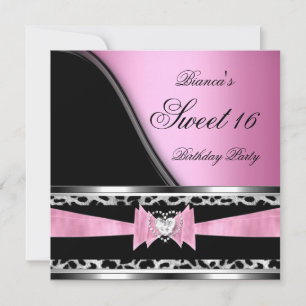 Invitation Douce Image de Léopard Noir Rose Seize Jewel