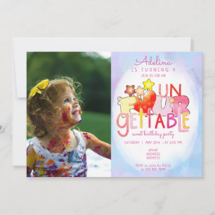 Invitation Douce inoubliable Anniversaire Coeur fille 4ème An