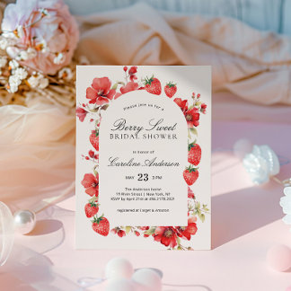 Invitation Douce Mariage aux Fruits Rouges Fleur de Fraisier