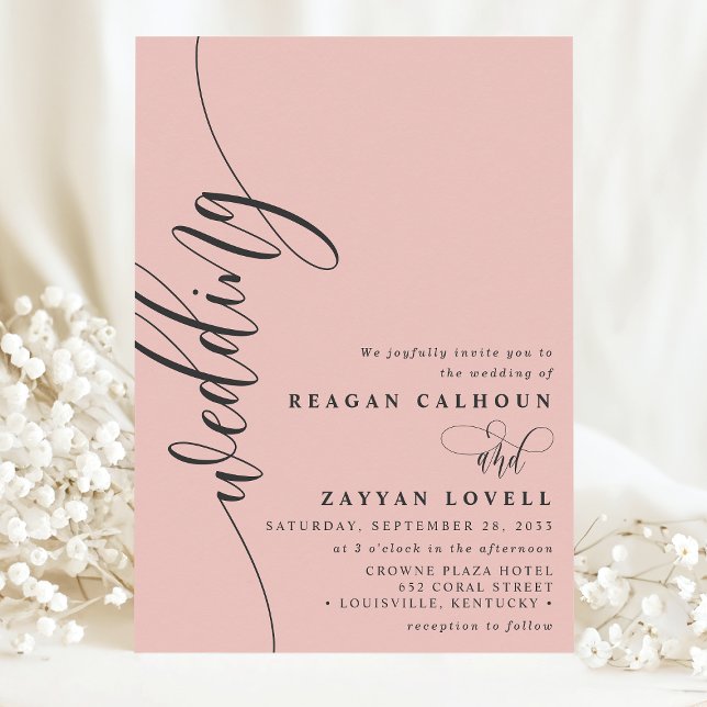 Invitation Douce Mariage Élégant Calligraphie Script (Créateur téléchargé)