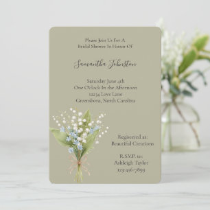 Invitation Douce Mariage Floral Vert Bleu Blanc  