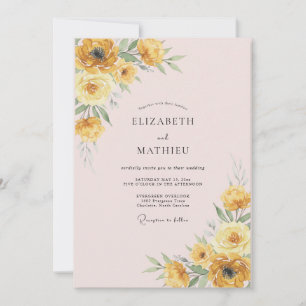 Invitation Douce Mariage Jaune Renoncule Eucalyptus