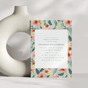 Invitation Douce Mariage Thème Menthe Sauge Rose Floral