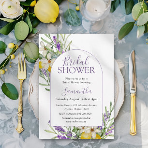 Invitation Douce Mariée Aquarelle Citron & Lavande
