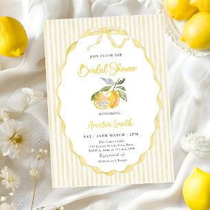 Invitation Douce Mariée Citron Jaune Rayures