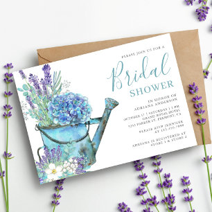 Invitation Douce Mariée Fleurie Hydrangea Bleu et Lavande
