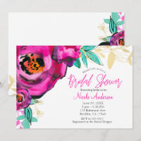 Douce Mariée Moderne Florale Aquarelle Rose Foncé