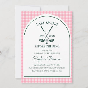 Invitation Douce Mariée Rose Gingham Vert Arche Golf