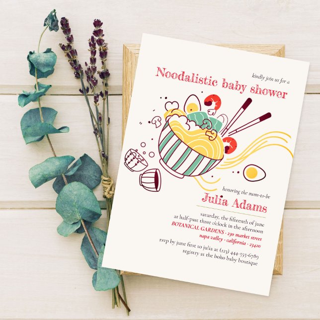 Invitation Douce Nuit Fêtes de Bébé Champignons Italiens Noui (Créateur téléchargé)