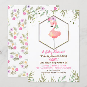 Invitation Douce Nuit Tropicale Fête de Naissance Rose Flaman
