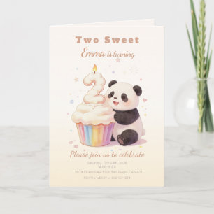 Invitation Douce Panda Pastel Bébé 2e Anniversaire
