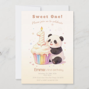 Invitation Douce Panda Pastel pour le 1er Anniversaire de Béb
