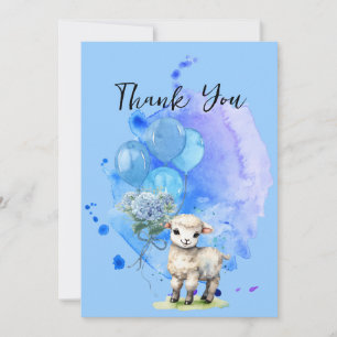 Invitation Douce petite agneau Hydrangea bleue Ballons Merci