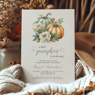 Invitation Douce petite citrouille florale bébé shower d'auto