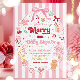 Invitation Douce petite douche de bébé Noël Coquette Arc
