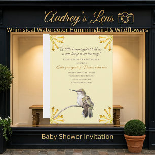Invitation Douce petite fete de bébé Jardin Floral de Colibri