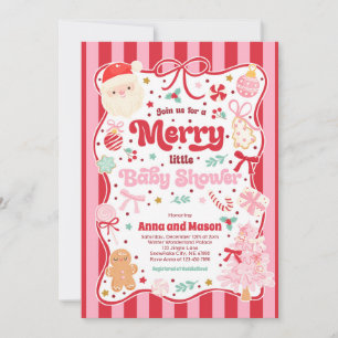 Invitation Douce Petite Fête de Bébé Noël Coquette Arc