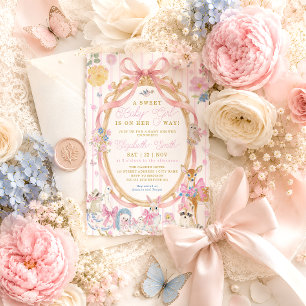 Invitation Douce petite fille Animaux fantaisistes Baby Showe
