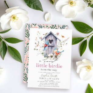 Invitation Douce Petite Fille de la Maison de l'Oiseau Fête P