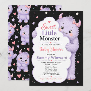 Invitation Douce Petite Fille Monstre Baby Shower