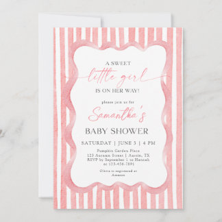 Invitation Douce Petite Fille Ruban Coquette Baby Shower
