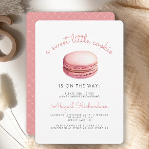 Invitation Douce Petite Macaron Rose Baby Shower