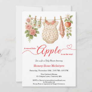 Invitation Douce petite pomme Baby Shower Bébé rustique d'a